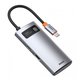 USB-хаб Baseus Metal Gleam, USB тип-C, USB тип-A, USB 3.0 тип-A, HDMI, з індикатором, сірий, 4 порта, #CAHUB-CY0G Прев'ю 2