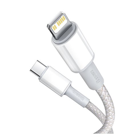USB кабель Baseus High Density Braided, USB тип-C, Lightning, 100 см, 20 Вт, белый, в нейлоновой оплетке, #CATLGD-02 Превью 1