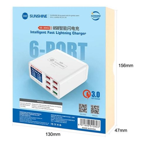 Mains Charger Sunshine SS-304Q, (40 W, Quick Charge, Fast Charge, 6 outputs) Preview 3