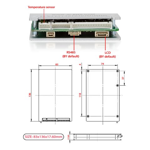BMS Controller JIKONG JK-BD6A20S8P, (80 A, for LiFePO4/Li-ion/LTO batteries) Preview 3