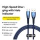 Cable USB Baseus Glimmer, USB tipo-A, USB tipo C, 100 cm, 100 W, azul, con revestimiento de nylon, #CADH000403 Vista previa  1