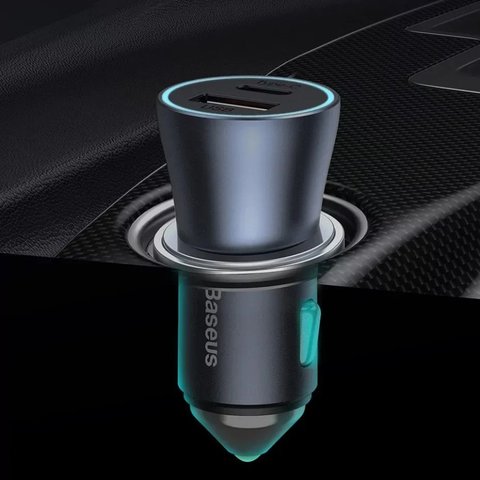 Cargador Baseus Golden Contactor Pro, gris, Quick Charge, 40 W, 5 A, 2 puertos, 12-24 V, #CCJD-0G Vista previa  2