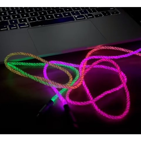 USB кабель Hoco U112, 2xUSB тип-C, 100 см, 60 Вт, 3 A, сірий, з підсвіткою, #6931474788825 Прев'ю 1